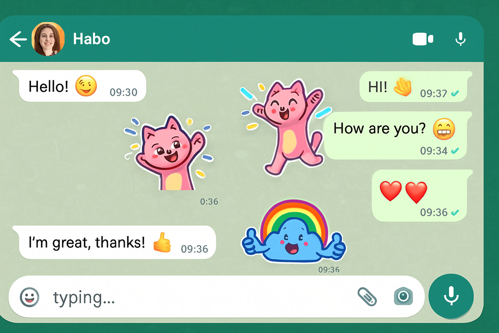 WhatsApp hidden features 2025 with custom stickers and video notes in active chat interface