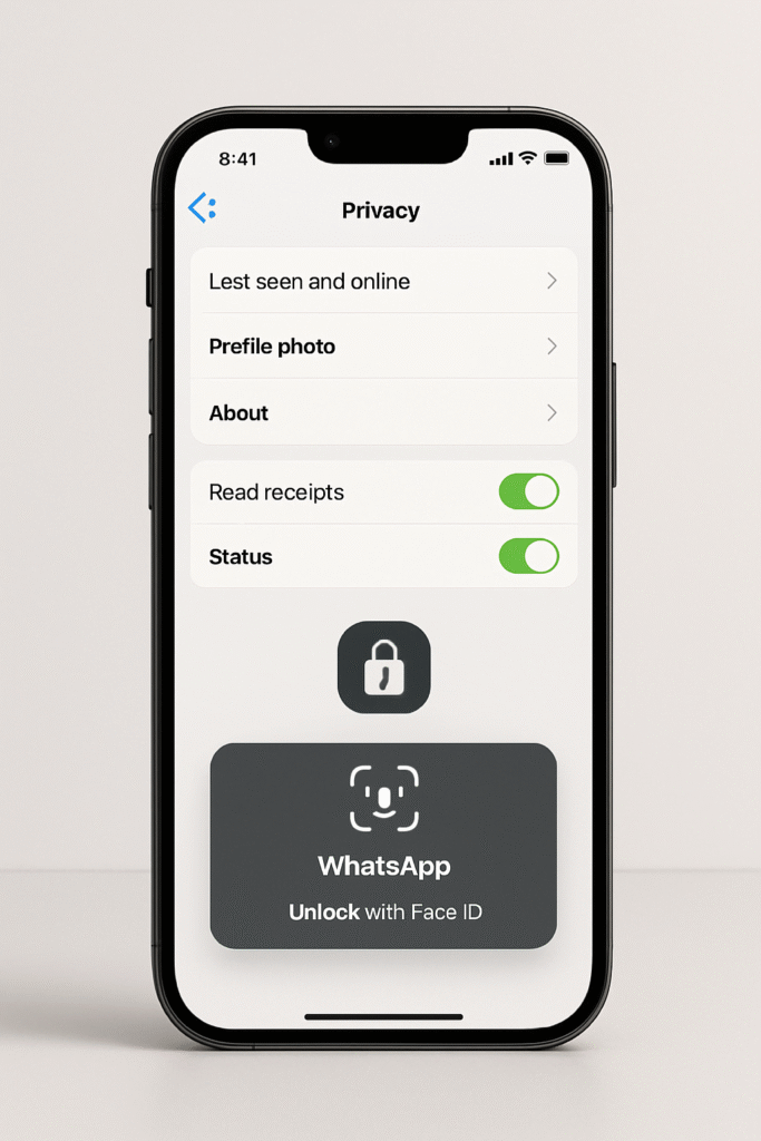 WhatsApp hidden features 2025 showing privacy settings and chat lock on smartphone screen